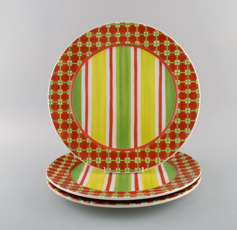 Rosenthal Designers Guild. Orchard Collection. Three Large porcelain cover 
plates. Colorful design. Late 20th century.
