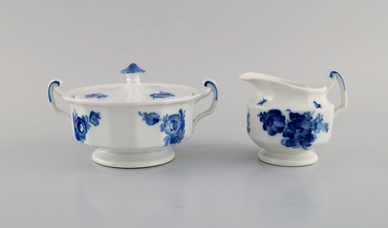 Royal Copenhagen Blue Flower Angular sugar bowl and creamer.
