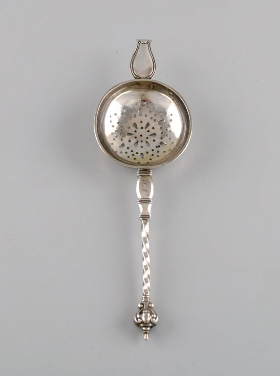 Danish silversmith. Antique silver (830) tea strainer. Dated 1864.
