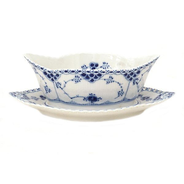 Royal Copenhagen Zwiebelmusster Vollspitze Sauciere. #1105. H: 8,5cm. L: 25cm