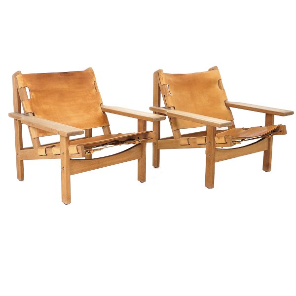 Pair of Spanish Chairs by Kurt Østervig Denmark circa 1960. Oak and leather - 
Nice patinated