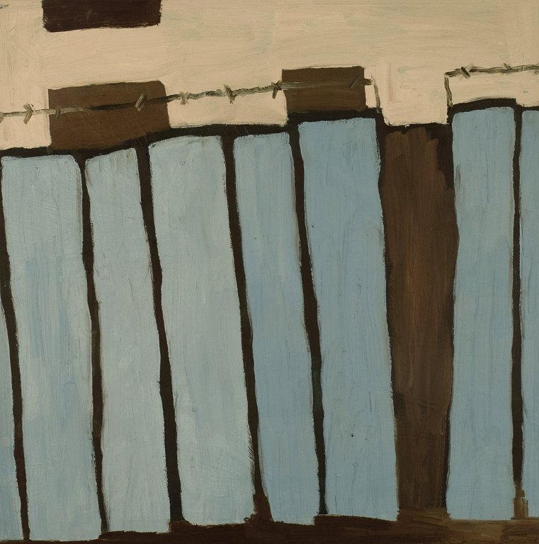 Marie Hvid Pørksen (b. 1971), Denmark. Oil on canvas. Fence with barb wire. 
Dated 2010.

