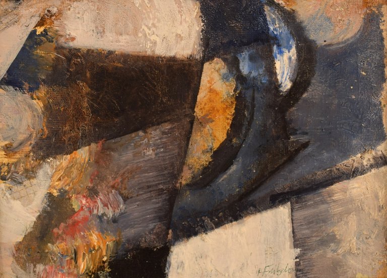 Hans Fritzdorf (1927-1990), listed Swedish artist. Oil on canvas. Abstract 
composition. Mid-20th century.
