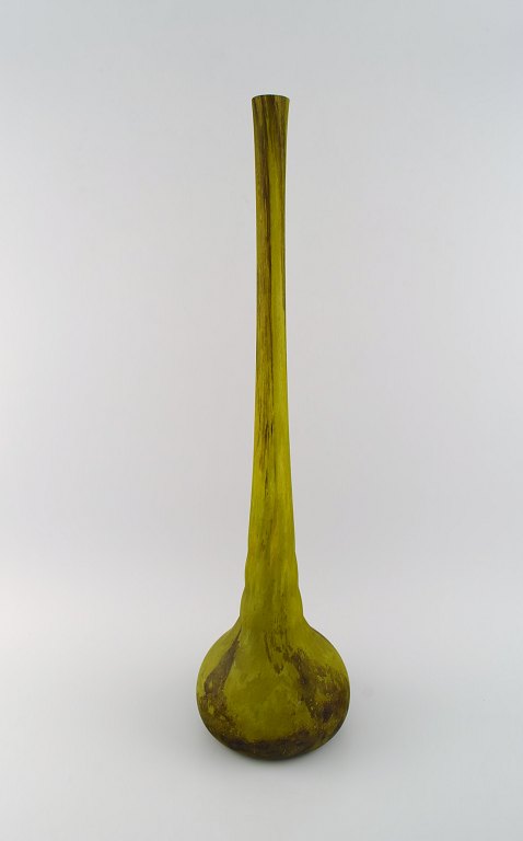 Daum Nancy, France. Colossal art nouveau floor vase in green matte mouth-blown 
art glass. 1930/40s.
