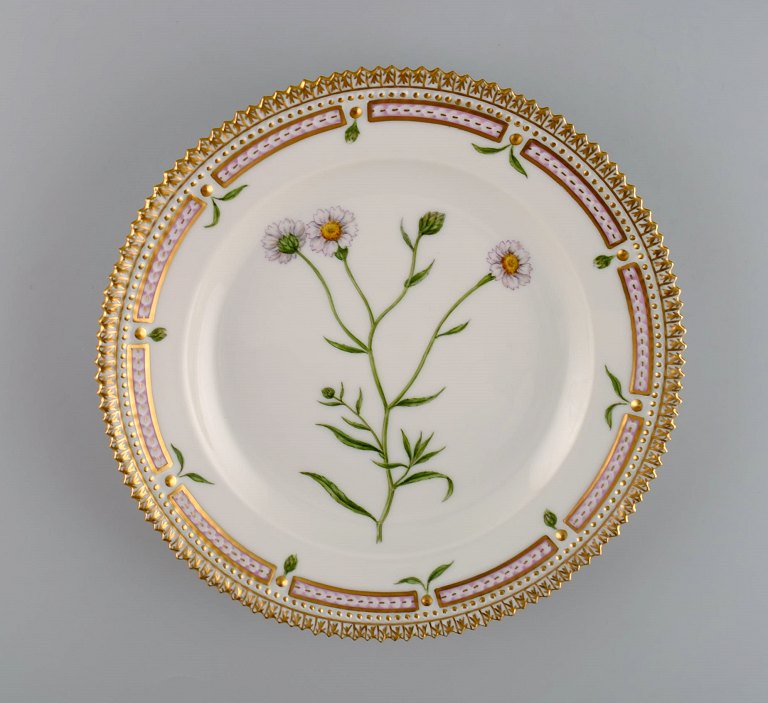 Royal Copenhagen Flora Danica salad plate in hand-painted porcelain with flowers 
and gold decoration. Model number 20/3573.
