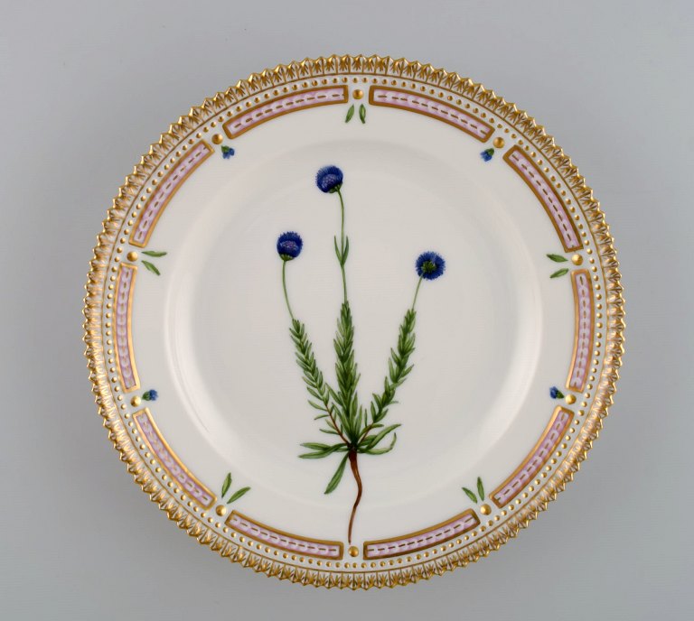 Royal Copenhagen Flora Danica salad plate in hand-painted porcelain with flowers 
and gold decoration. Model number 20/3573.
