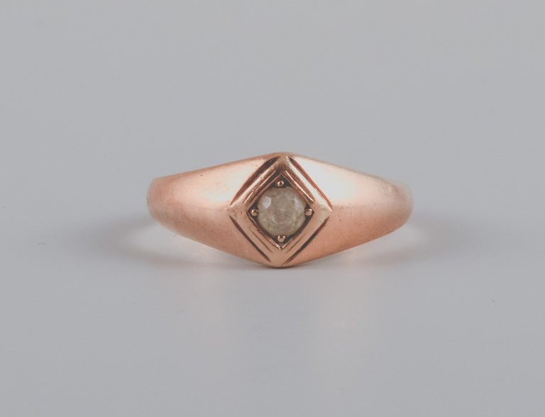 14 carat, gold ring, Scandinavian goldsmith, approx. 1960s, adorned with 
semi-precious stones.