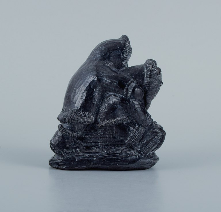 Greenlandica, A pair of Inuit children on a sled made of soapstone.