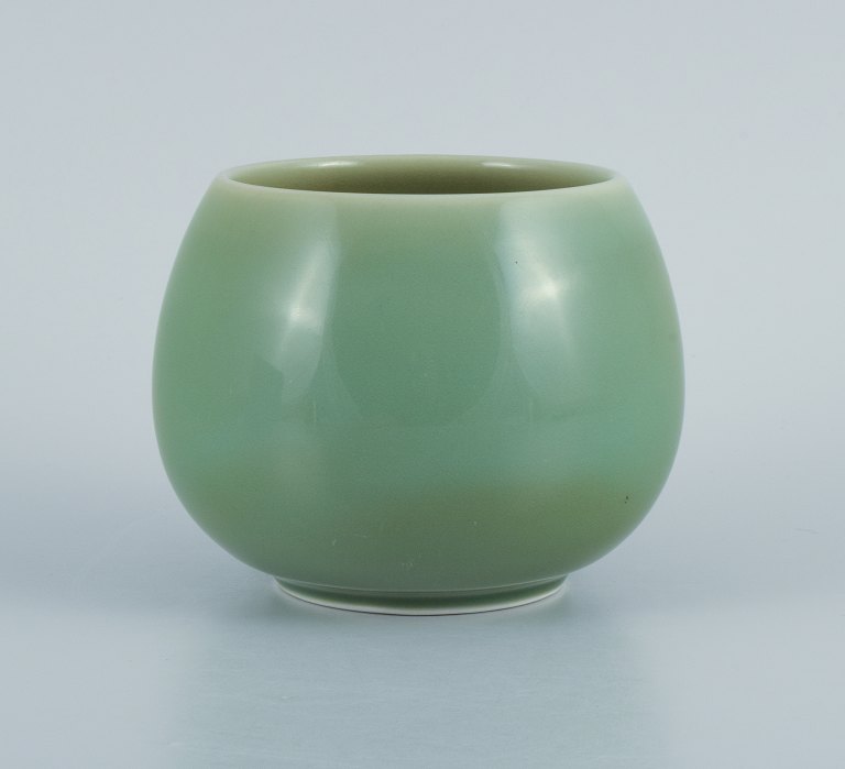 Royal Copenhagen jar in glazed stoneware. 
Beautiful celadon glaze. Danish design.