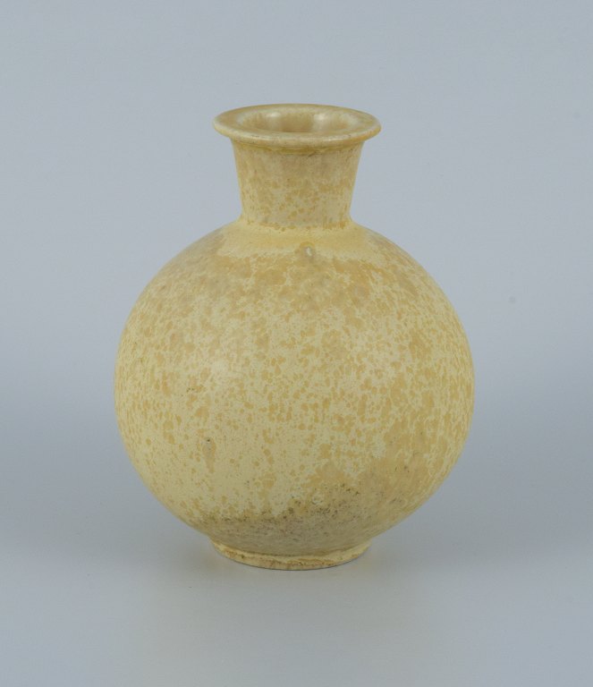 Berndt Friberg for Gustavsberg, ceramic vase with speckled yellow glaze.