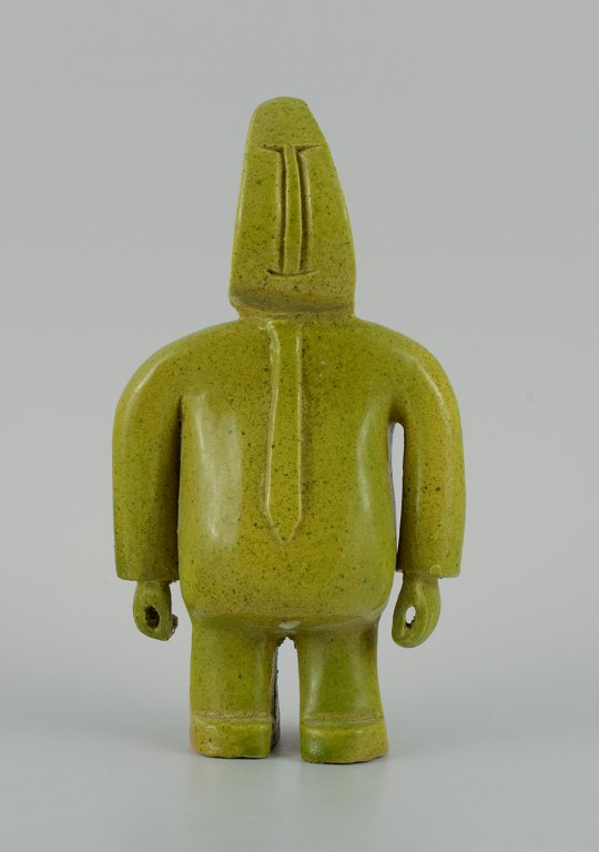 Bernard Lombot, fransk keramiker, unika keramikskulptur, stående grøn mand.