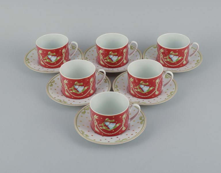 Rosenthal, a set of six pairs of coffee cups and matching saucers with Christmas 
motifs.