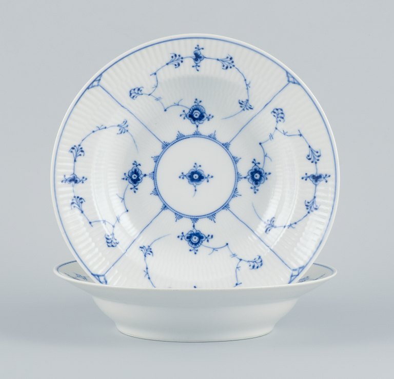 Royal Copenhagen, Blue Fluted Plain, a set of two deep plates.