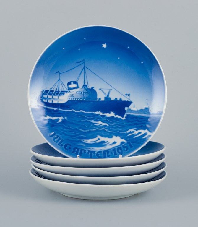 Bing & Grøndahl, a set of five Christmas plates 1951, 53, 54, 55 and 56.
First factory quality.