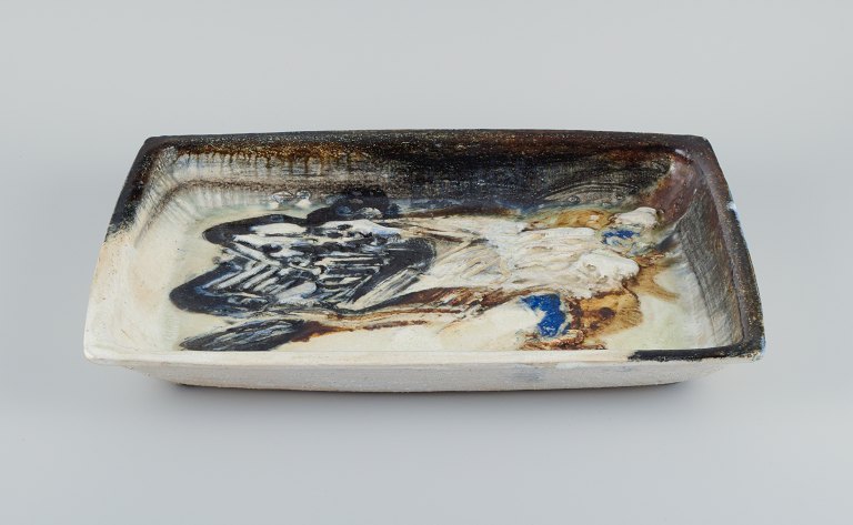 Jeppe Hagedorn-Olsen, unique stoneware bowl with abstract motifs.