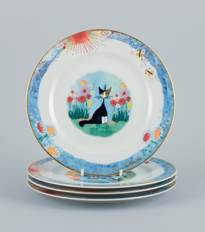 Rosina Wachtmeister for Goebel, Germany, four porcelain plates with cat motifs.