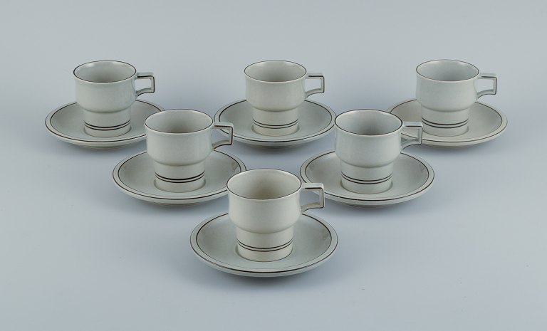 Jens Harald Quistgaard for Bing & Grøndahl, Colombia, six coffee cups with 
saucers.