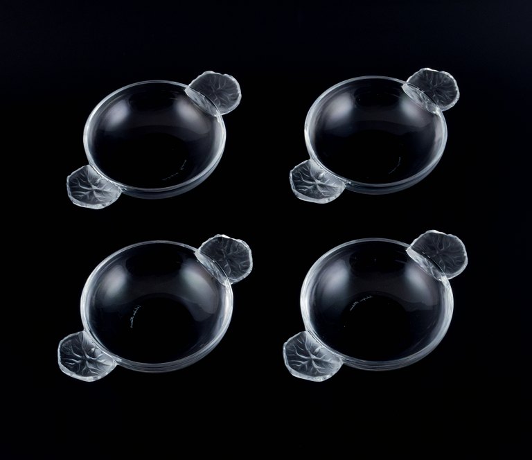 René Lalique, four small Honfleur bowls in art glass.