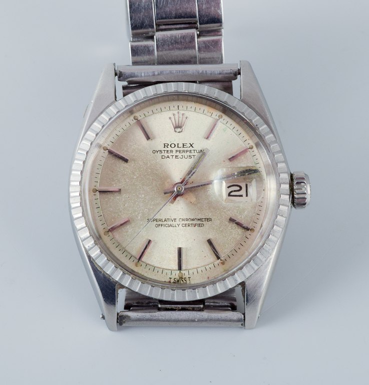 Rolex Oyster Perpetual Datejust with steel bracelet.