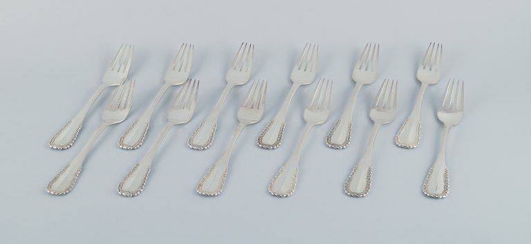 Georg Jensen, Viking, a set of twelve large dinner forks in 830 silver and 
sterling silver.