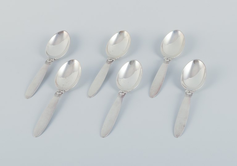 Georg Jensen, Cactus, a set of six sterling silver dinner spoons.