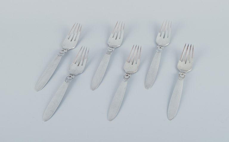 Georg Jensen, Cactus, a set of six sterling silver dinner forks.