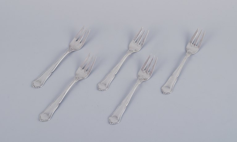 Horsens Silver. Denmark. A set of five cake forks in 830 silver.