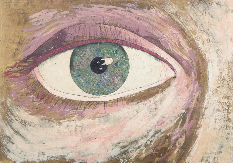 Ingvar Engdahl, Swedish artist, mixed media on board.
Abstract composition of an eye.