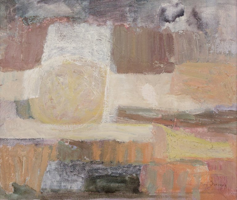 May Östberg (1907-1966), Swedish artist, oil on board.
Modernist landscape.