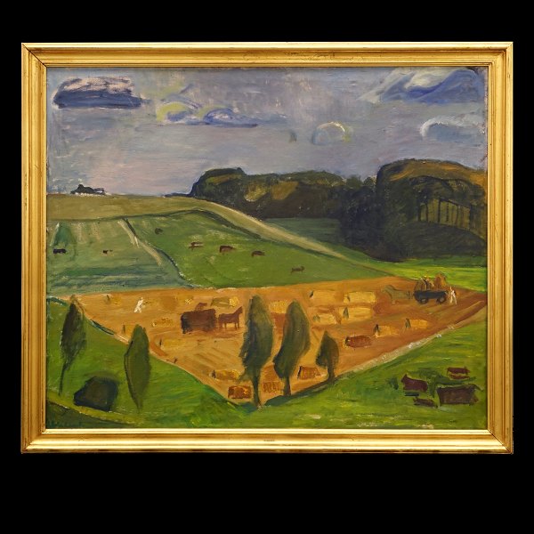 Ebba Carstensen, 1885-1967, Öl auf Leinen. Landschaft. Signiert und datiert 
1956. Lichtmasse: 95x114cm. Mit Rahmen: 109x128cm