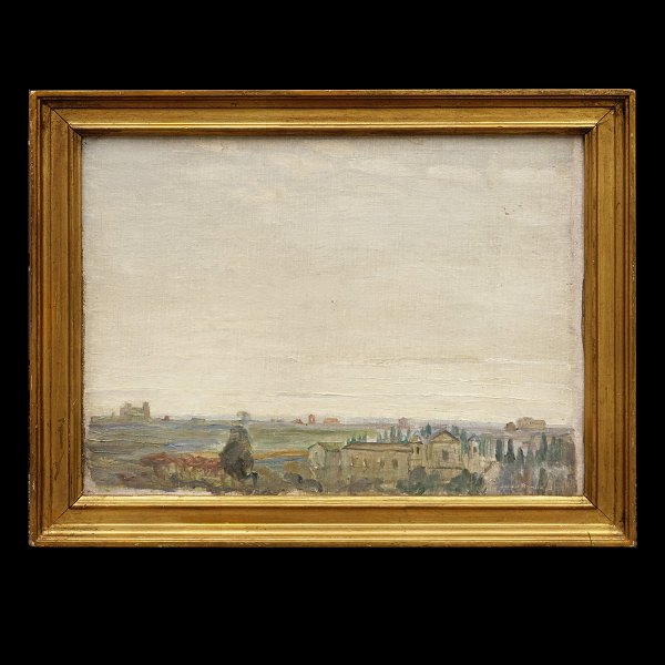 Johan Rohde, 1856-1935, oil on canvas. View from Rome. Signed. Visible size: 
27x36cm. With frame: 34x43cm