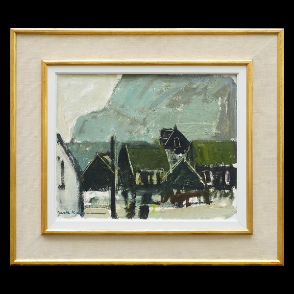 Jack Kampmann, 1914-89, oil on canvas. Signed. Landscape Faroe Islands. Visible 
size: 37x45cm. With frame: 60x68cm