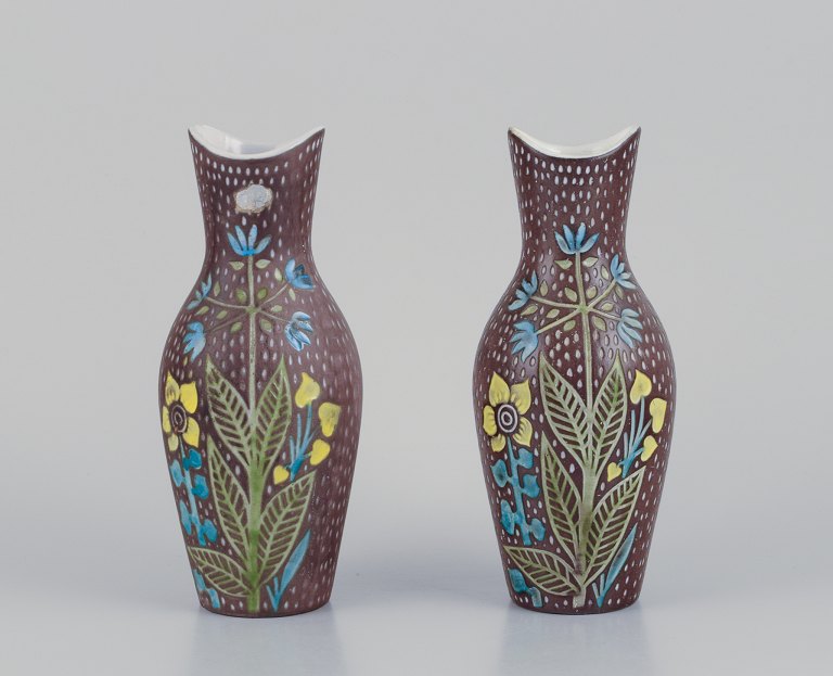 Mari Simmulson (1911-2000) for Upsala Ekeby. A pair of ceramic vases. Floral 
motifs.