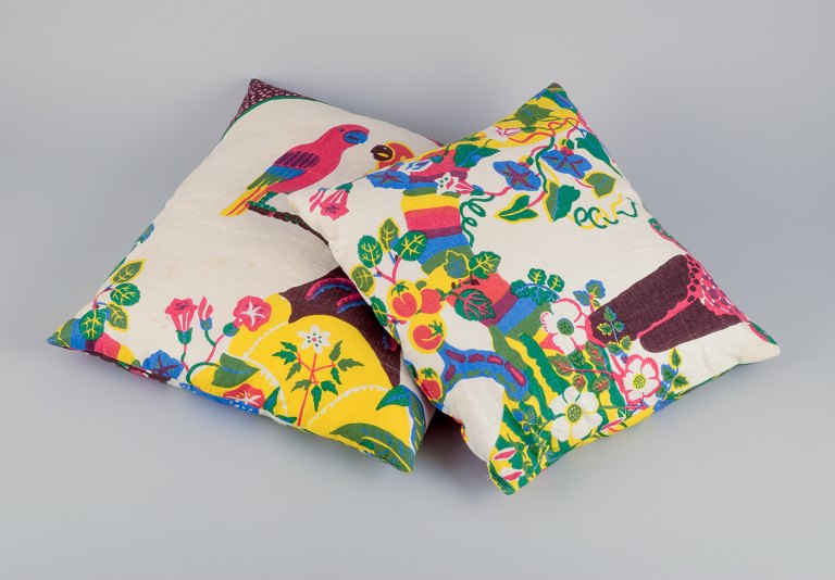 Svenskt Tenn. Two cushions. Textile design by Josef Frank.