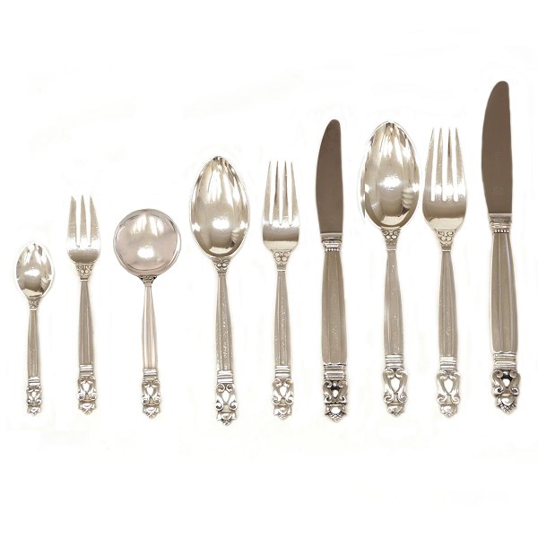 Sterlingsilver Acorn cutlery by Johan Rohde for Georg Jensen for 12 persons. 115 
pieces