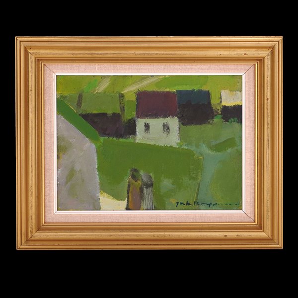 Jack Kampmann, 1914-89, oil on canvas with a motive form the Faroe Islands. 
Signed. Visible size: 26x34cm. With frame: 41x49cm