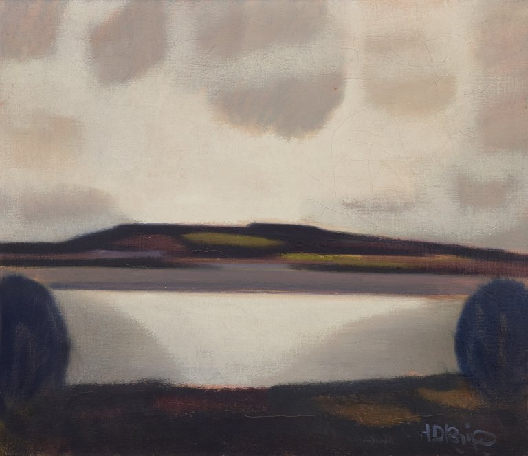 Knud Horup (1926-1973), dansk kunstner, olie på lærred. Landskab.