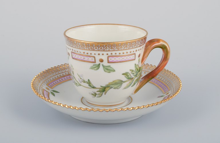 Royal Copenhagen Flora Danica demitasse cup with saucer.