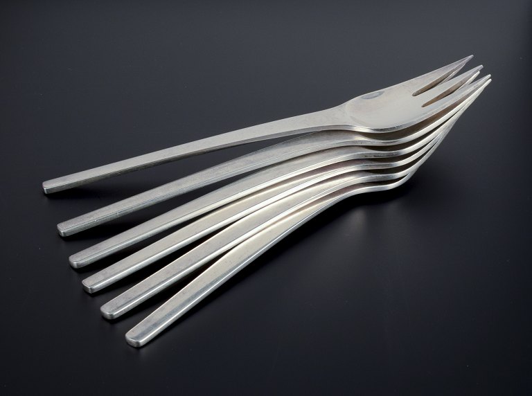 Georg Jensen, Caravel. Et sæt på seks frokostgafler i sterlingsølv.