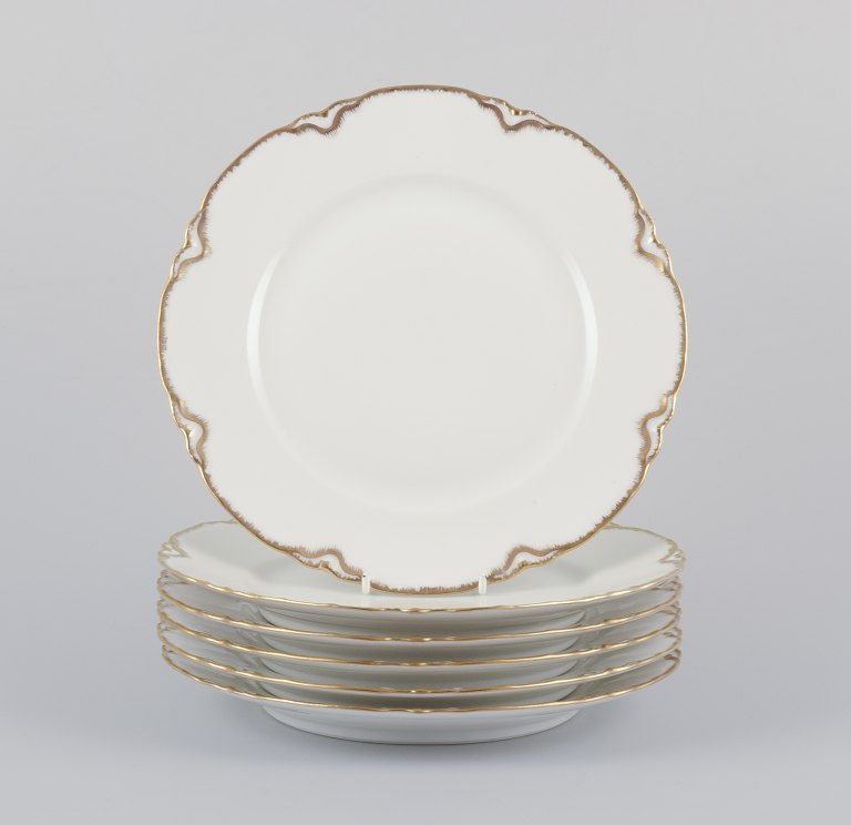 Et sæt på seks "Haviland" middagstallerkener af porcelæn.