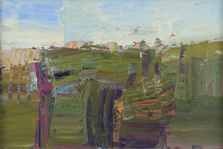 Lars Bertle, Svensk kunstner.
Olie på malerplade.
Abstrakt landskab fra Fårö.