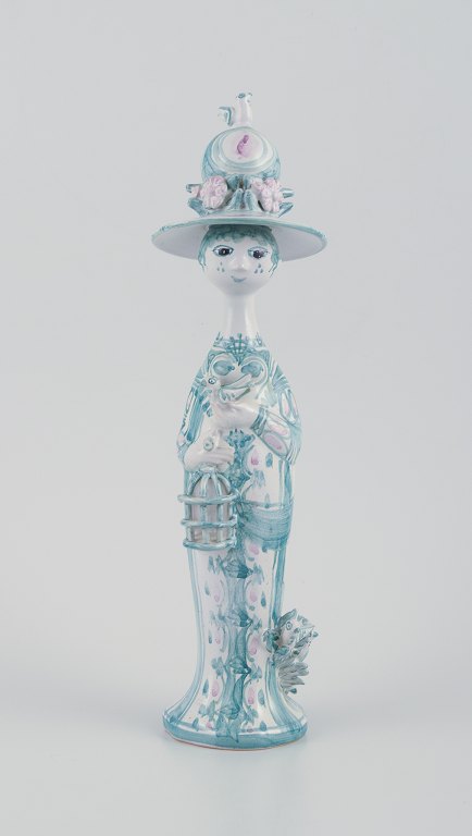 Bjørn Wiinblad (1918-2006), unika keramikfigur. 
"Forår" i grøn fra "Årstiderne".
