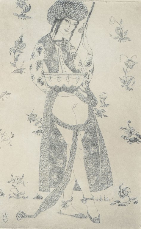 Gerhard Henning, Danmark.
Orientalsk klædt figur, radering, 1914.