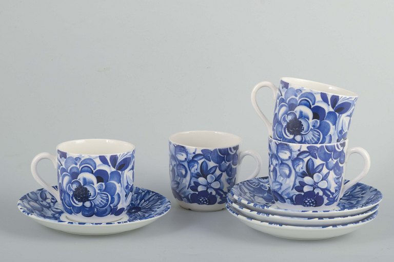 Gefle, "Blå Blomster"
4 kaffekopper med underkopper, mid-century.