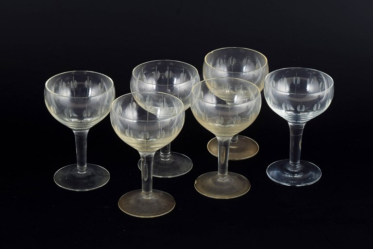 Holmegaard – Kirsten Piil
Designet af Per Lütken i 1956.
6 stk. hedvinsglas, ca. 1950/60’erne.
