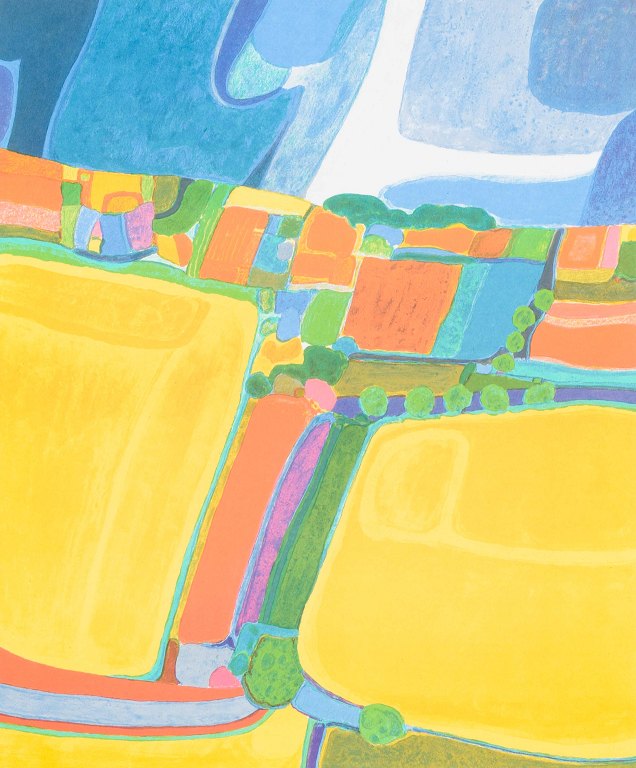 Buster Bruun (f. 1929)
Landskab.
Farvelitografi.