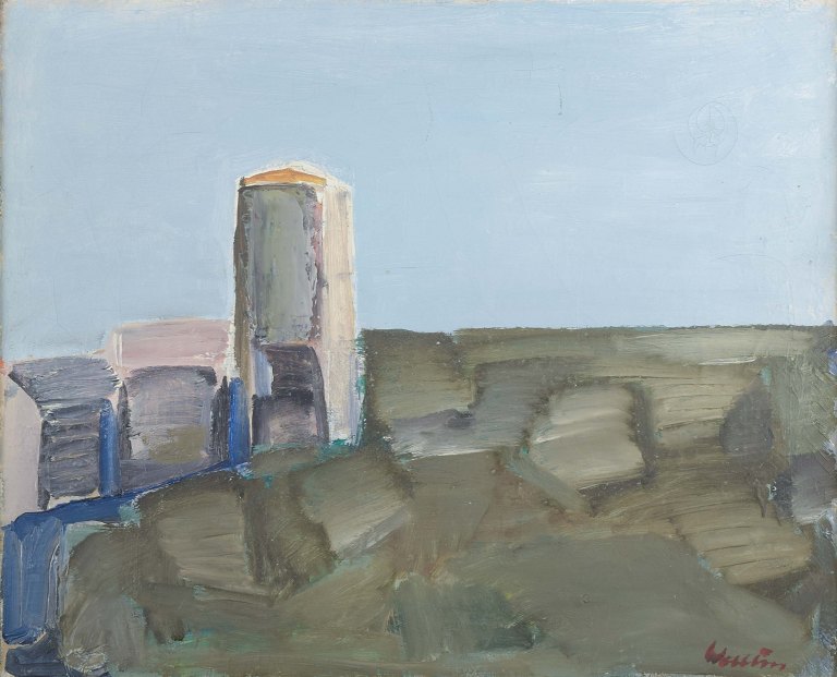 Svensk kunstner
Modernistisk landskab.
Olie på lærred.