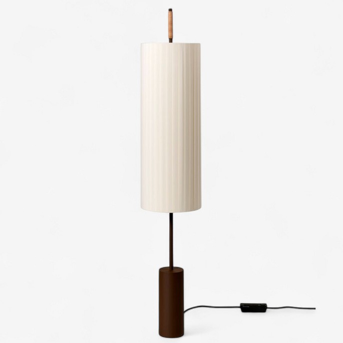 Jordi Miralbell / Santa & Cole
Dorica floor lamp with natural bookbinding ribbon and metal structure. 
Dimmable. Designed in 1994.
Availability: 6-8 weeks
