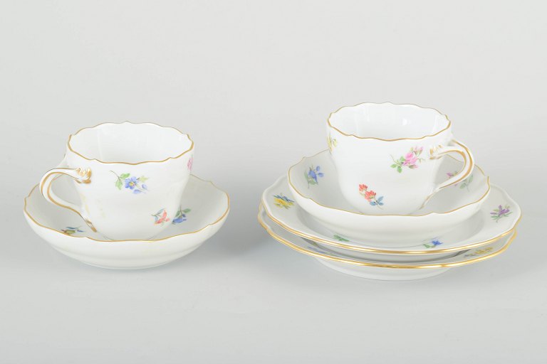 Meissen
2 mokkakopper med underkopper og tallerkener, midten af 1900-tallet.