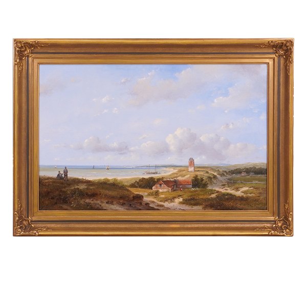 Holländische Landschaftspartie von Andreas Schelfout, 1787-1870, Öl auf Holz. 
Signert A. Schelfout. Lichtmasse:  44x68cm. Mit Rahmen: 59x83cm